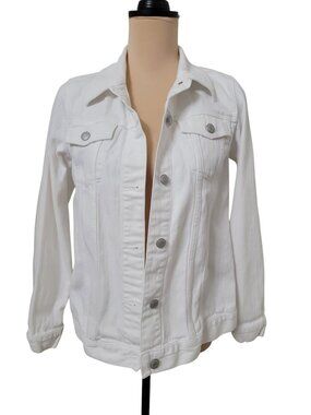 Old Navy Size M (Maternity) White Classic Denim Jean Jacket
